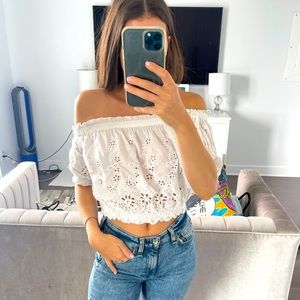 White lace crop